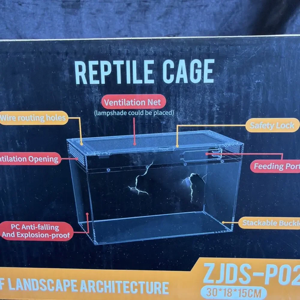 Barbarous Growth Reptile Cage ZJDS-P02L Polycarbonate Terrarium 30x18x15cm
